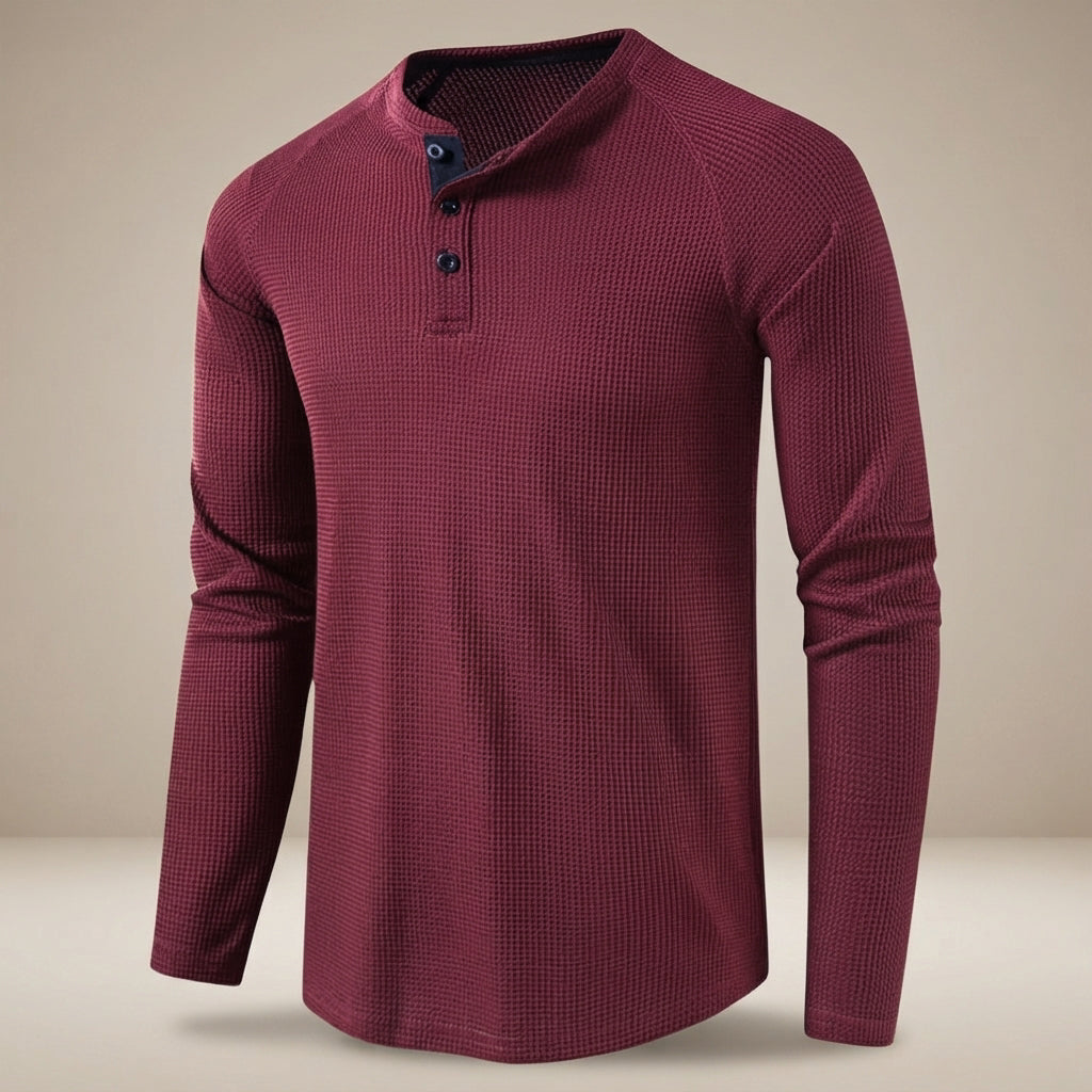 Teifion - Chemise Henley Traditionnelle à Motif Nid d'Abeille