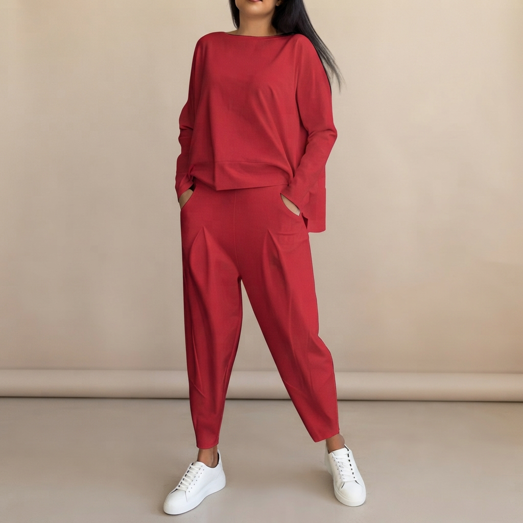 Emilyn - Ensemble Pantalon Large et Décontracté