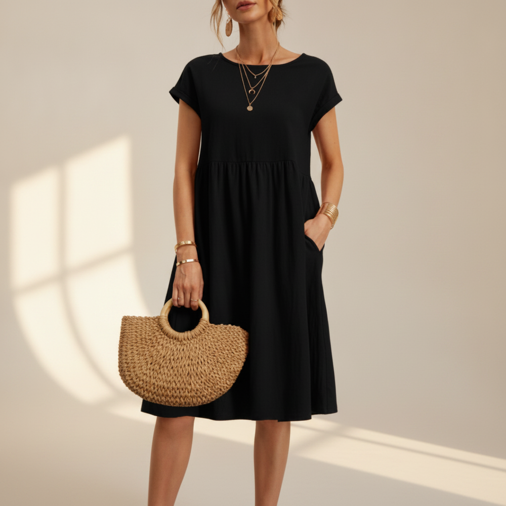 Nubia - Robe Midi à Col Rond Raffinée