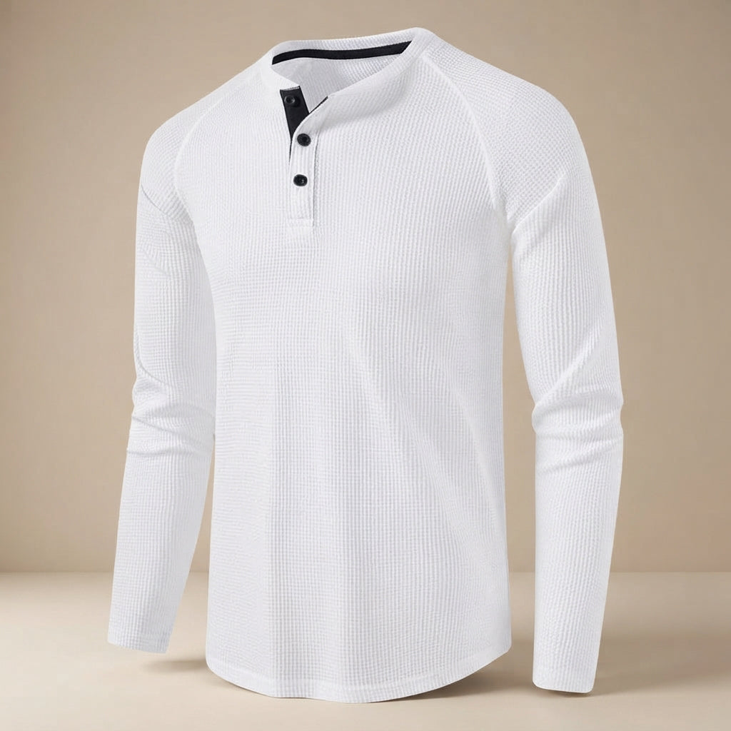 Teifion - Chemise Henley Traditionnelle à Motif Nid d'Abeille