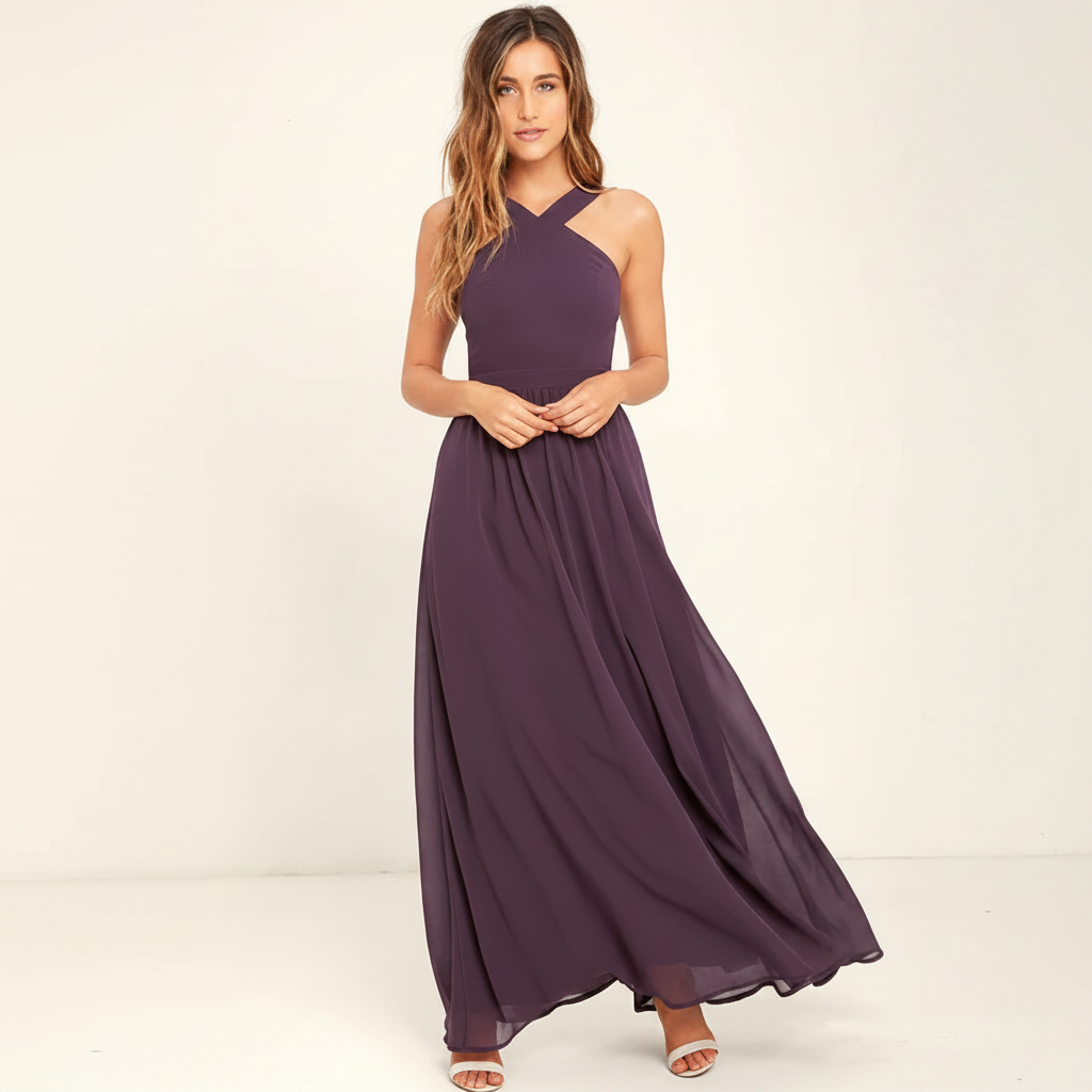 Suzanne - Robe Longue Élégante à Col Croisé