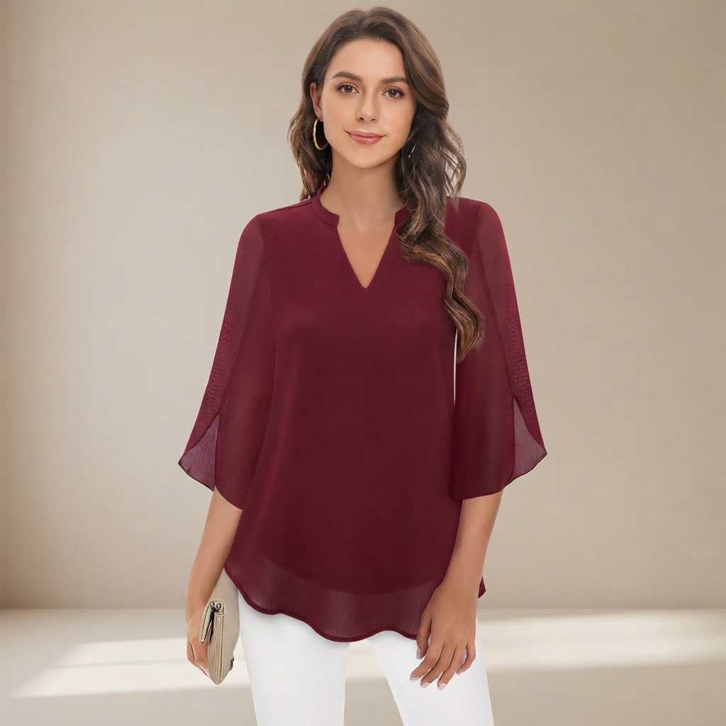 Arsine - Blouse élégante à coupe large et col en V
