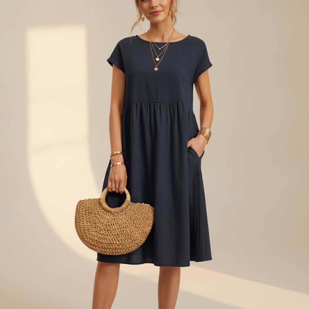 Nubia - Robe Midi à Col Rond Raffinée
