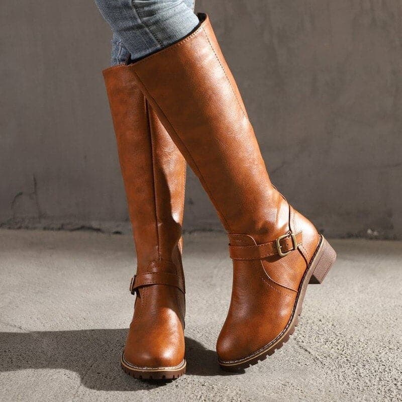 Marisa – Bottes en cuir avec talons blocs