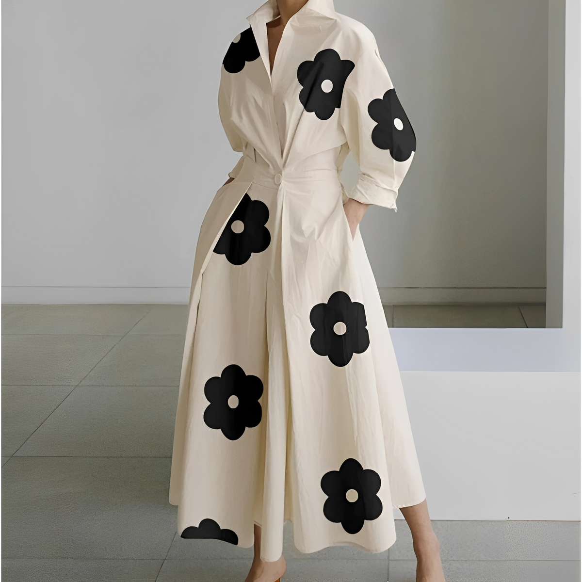 Martha - Robe chemise chic à motif abstrait pour femmes