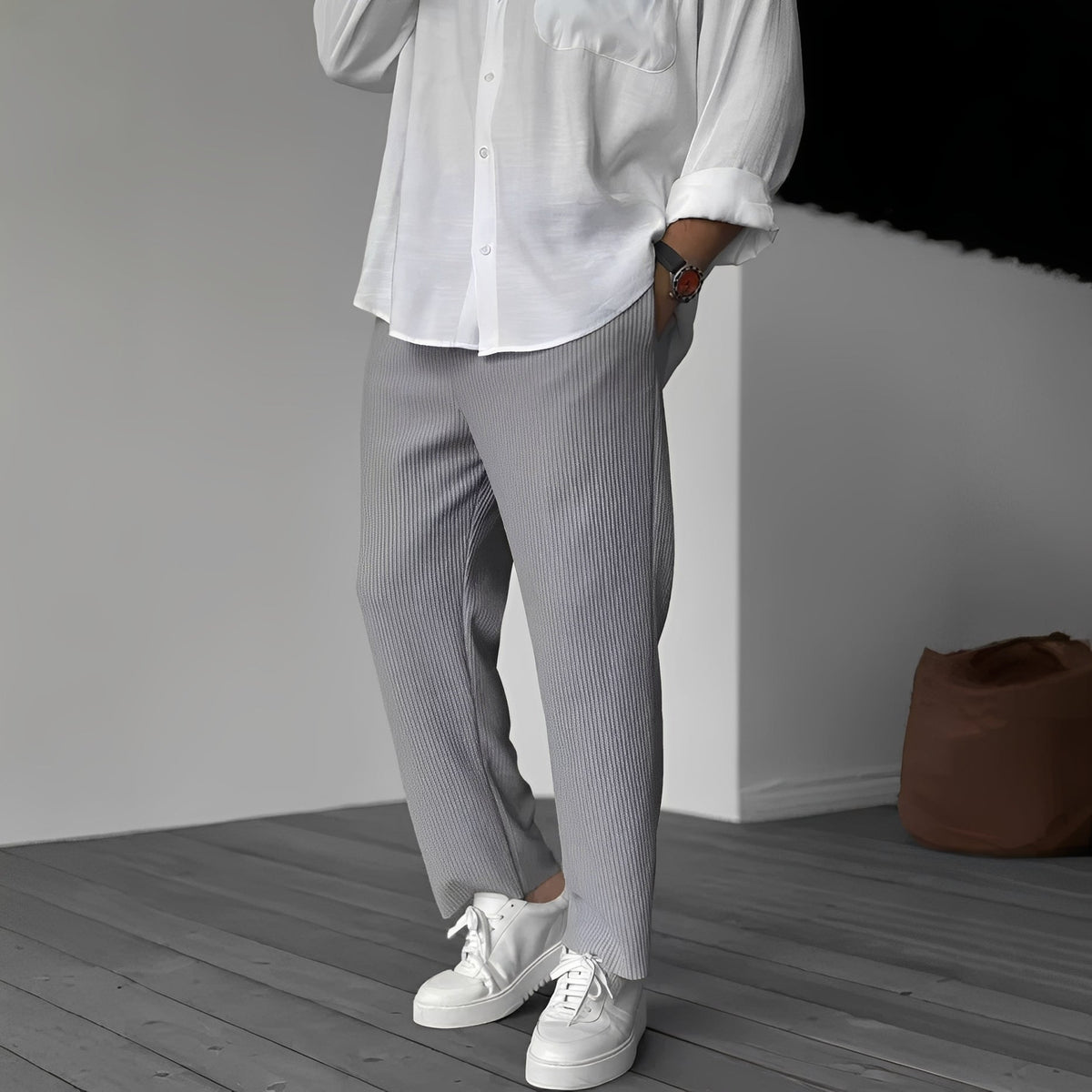 Tristan - Pantalon décontracté droit et large pour hommes