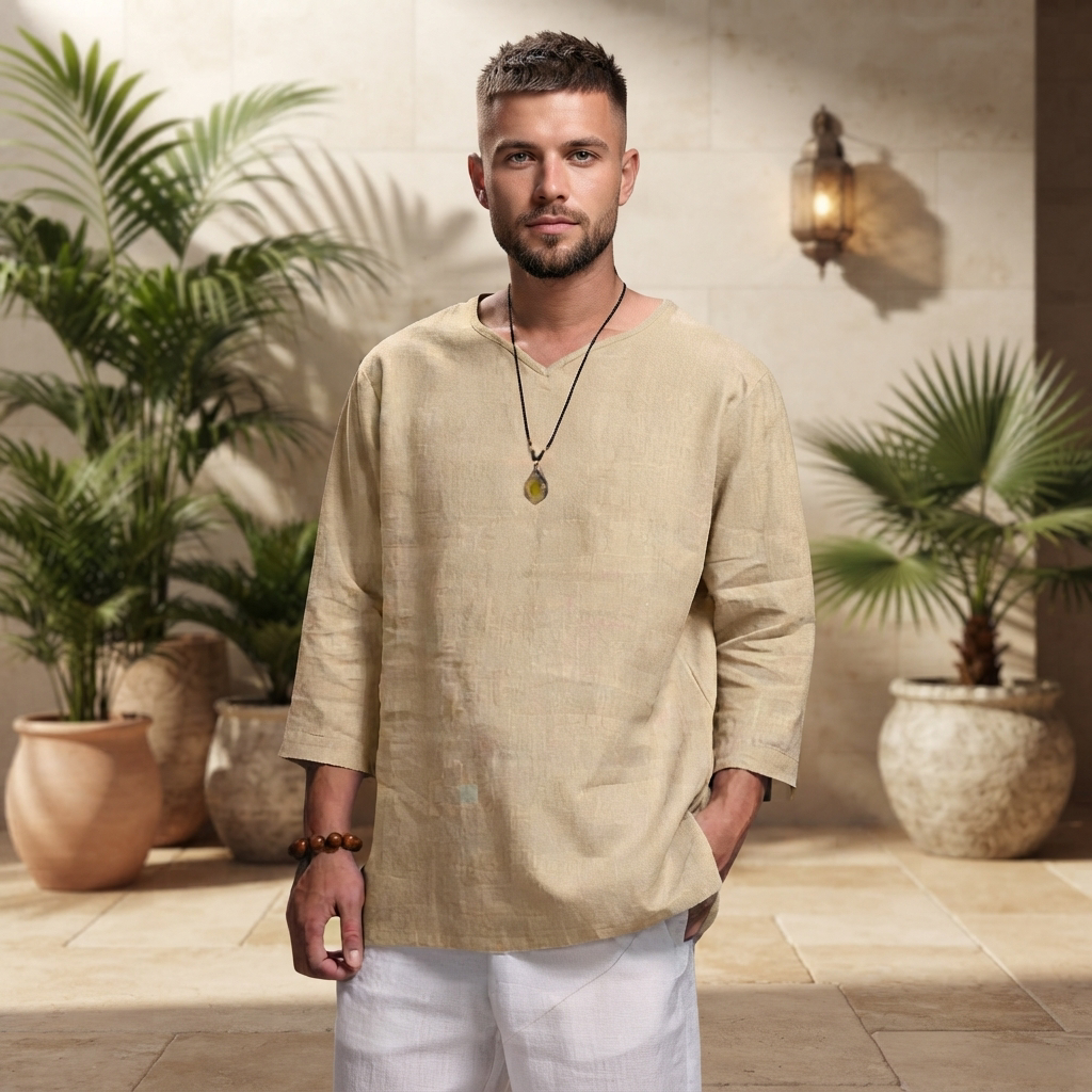 Edwin - Chemise Décontractée à Col V Ample