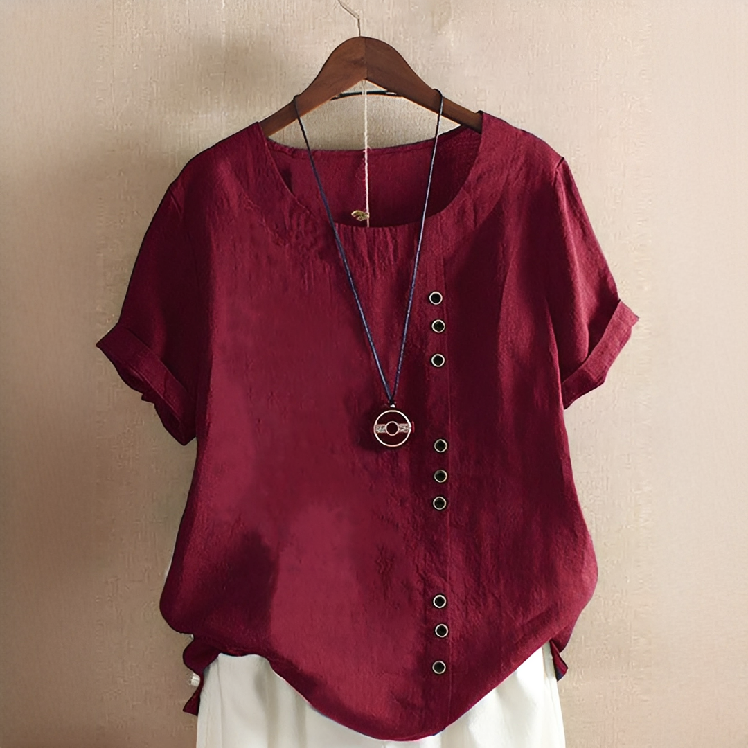 Noelle - Blouse à la Mode avec Boutons et Coupe Ample