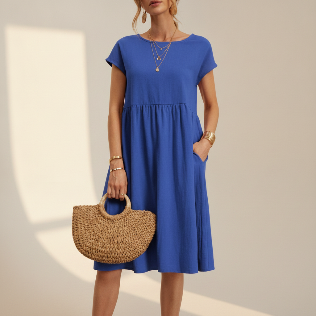Nubia - Robe Midi à Col Rond Raffinée