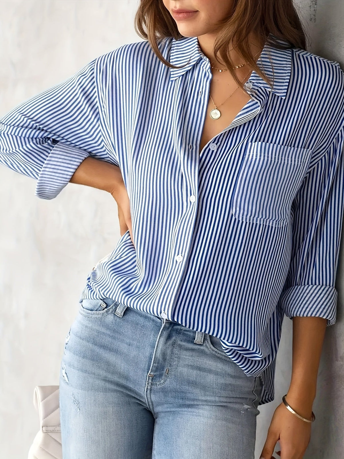 Nancy - T-shirt casual rayé à manches longues pour femmes