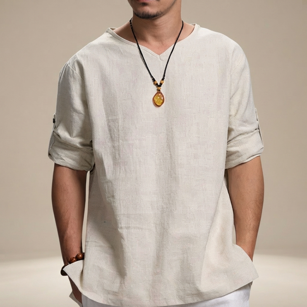 Edwin - Chemise Décontractée à Col V Ample