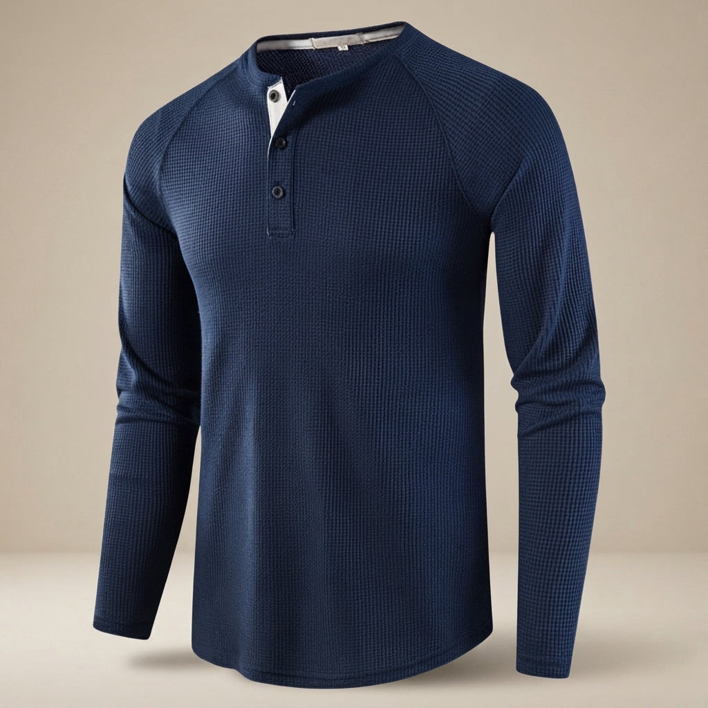 Teifion - Chemise Henley Traditionnelle à Motif Nid d'Abeille