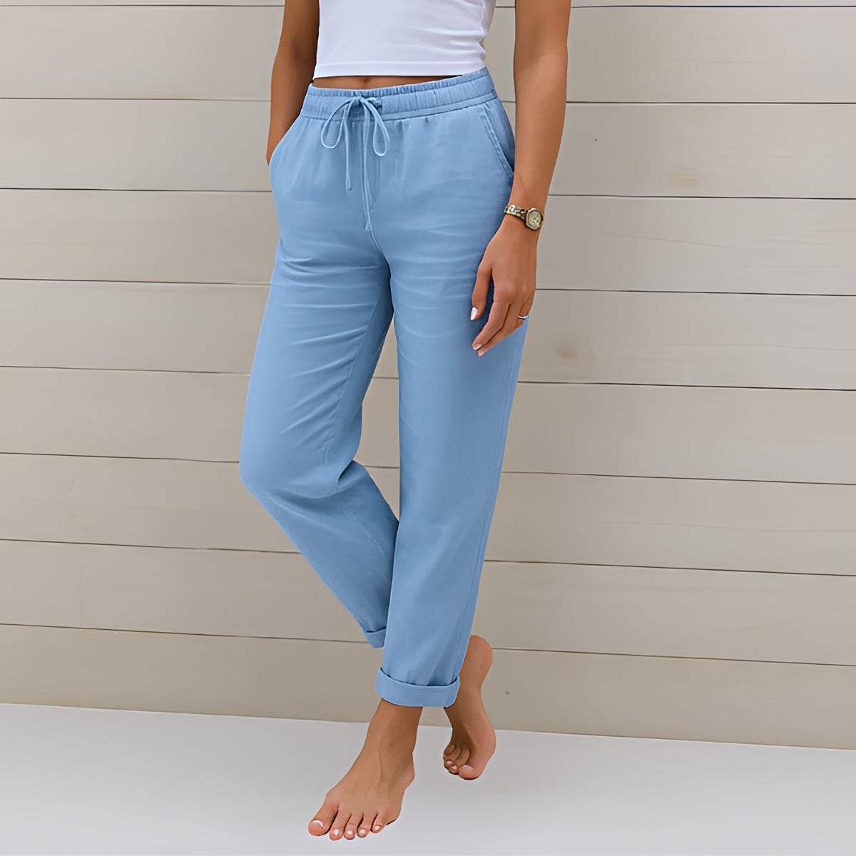 Audrey - Pantalon Décontracté avec Cordon