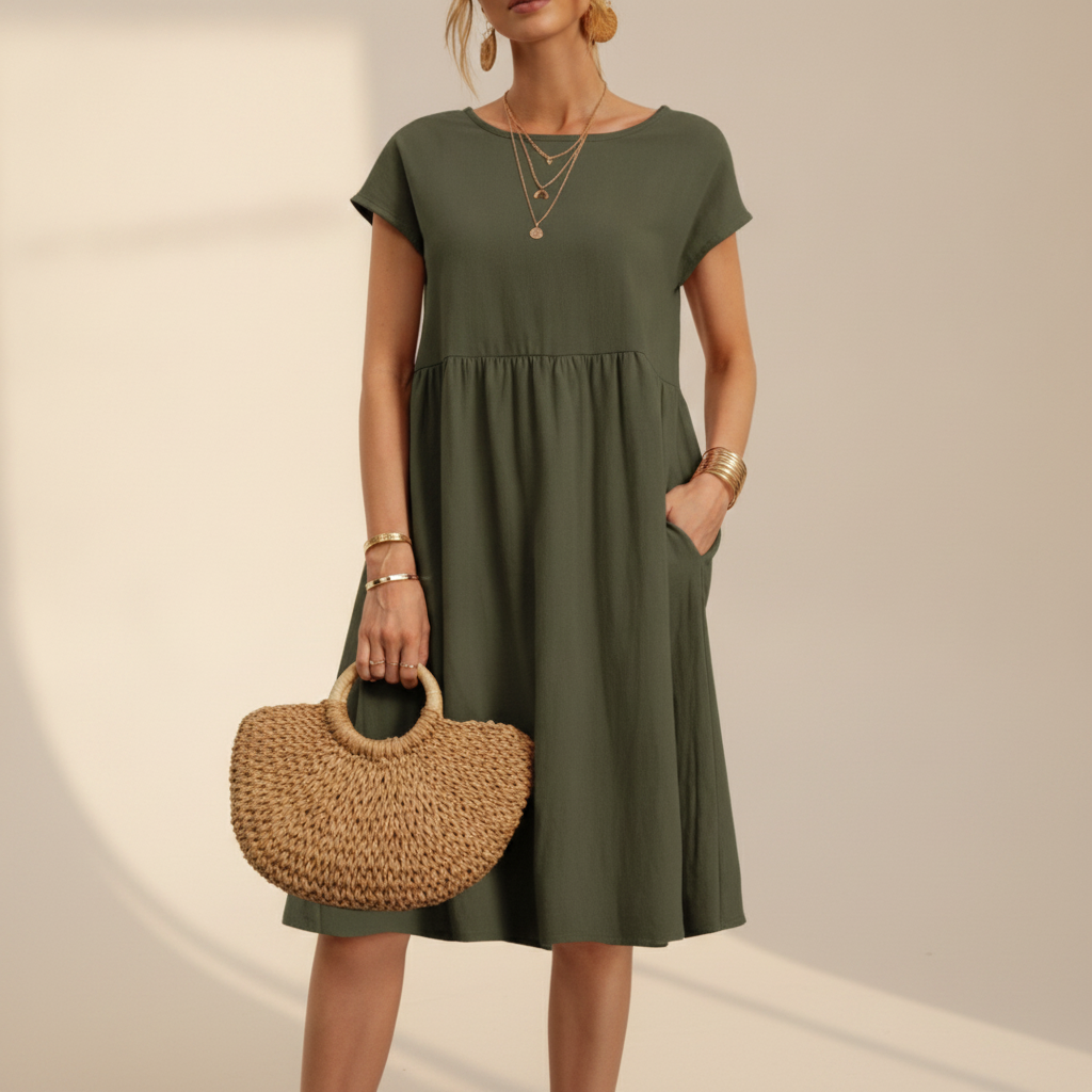 Nubia - Robe Midi à Col Rond Raffinée