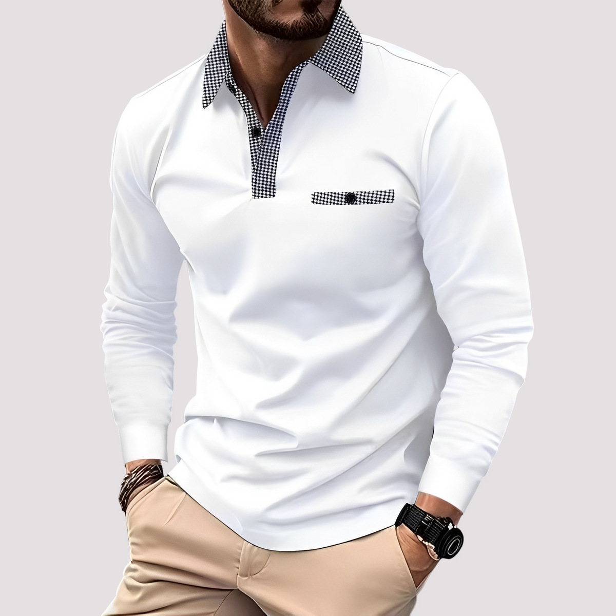 Aidan - Polo chic à manches longues pour hommes
