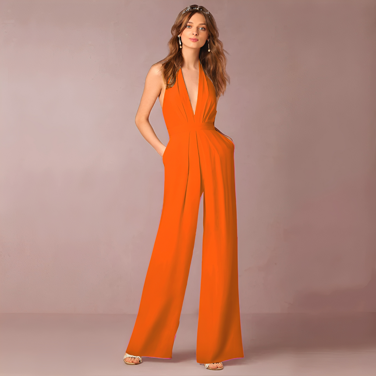 Hazel - Combinaison chic dos nu à jambes larges pour femmes