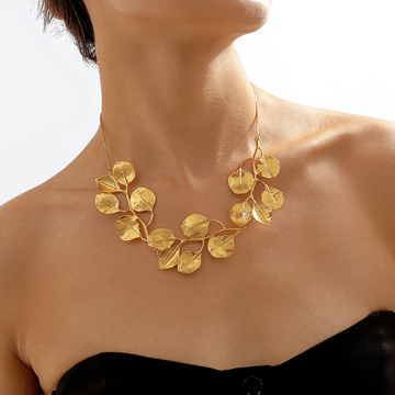 Golden Leaf - Collier de feuille de figuier vintage