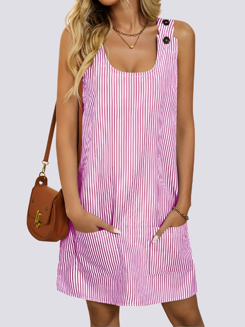 Ashley - Robe à rayures élégante avec poches pour femmes