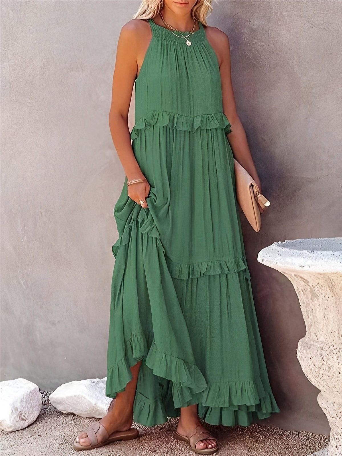 Zanna - Robe sans manches chic avec volants pour femmes
