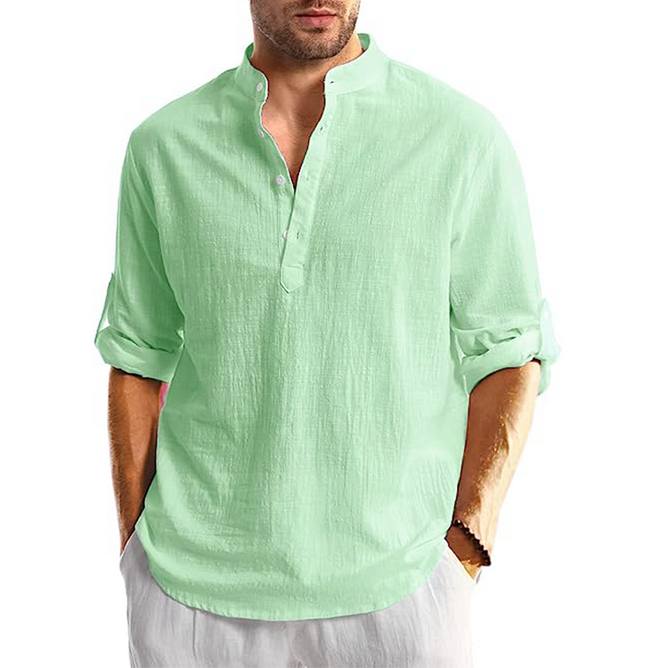Bryson - Chemise décontractée à manches longues en lin pour homme