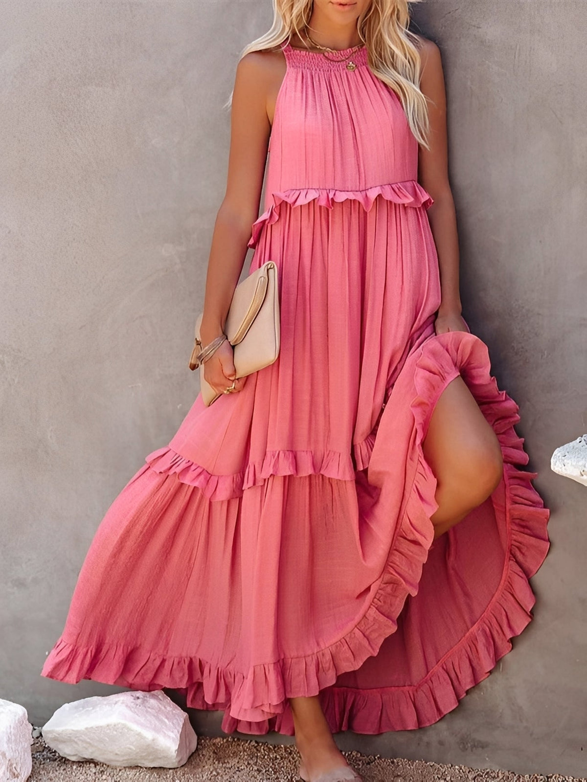 Zanna - Robe sans manches chic avec volants pour femmes