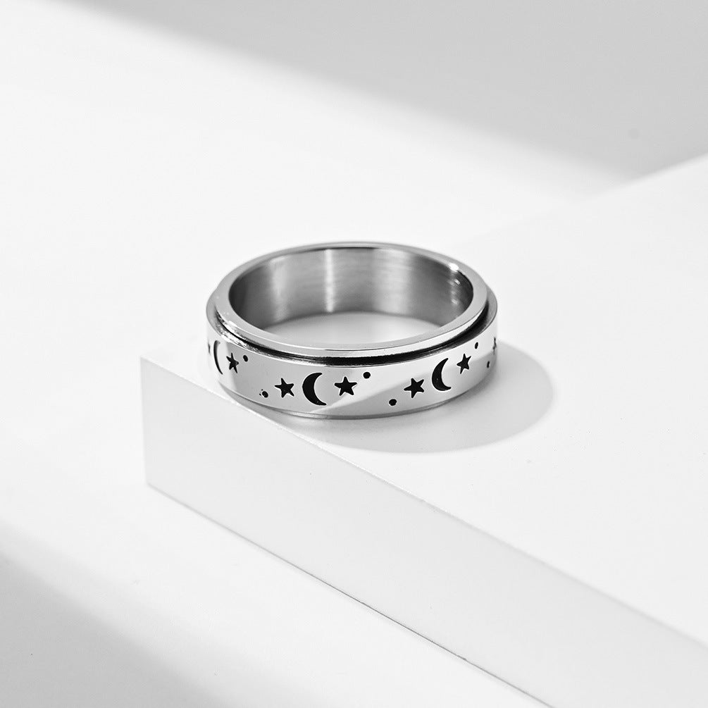 Astrid – Bague céleste lune et étoile