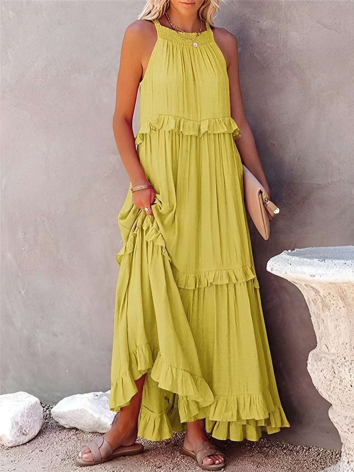 Zanna - Robe sans manches chic avec volants pour femmes