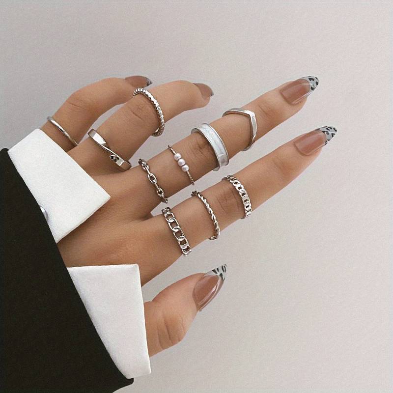 10Pièces Bagues de Mode - Bagues à Mélanger et Assortir