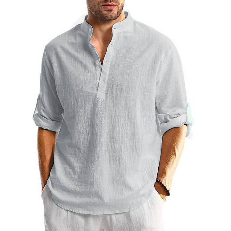 Bryson - Chemise décontractée à manches longues en lin pour homme