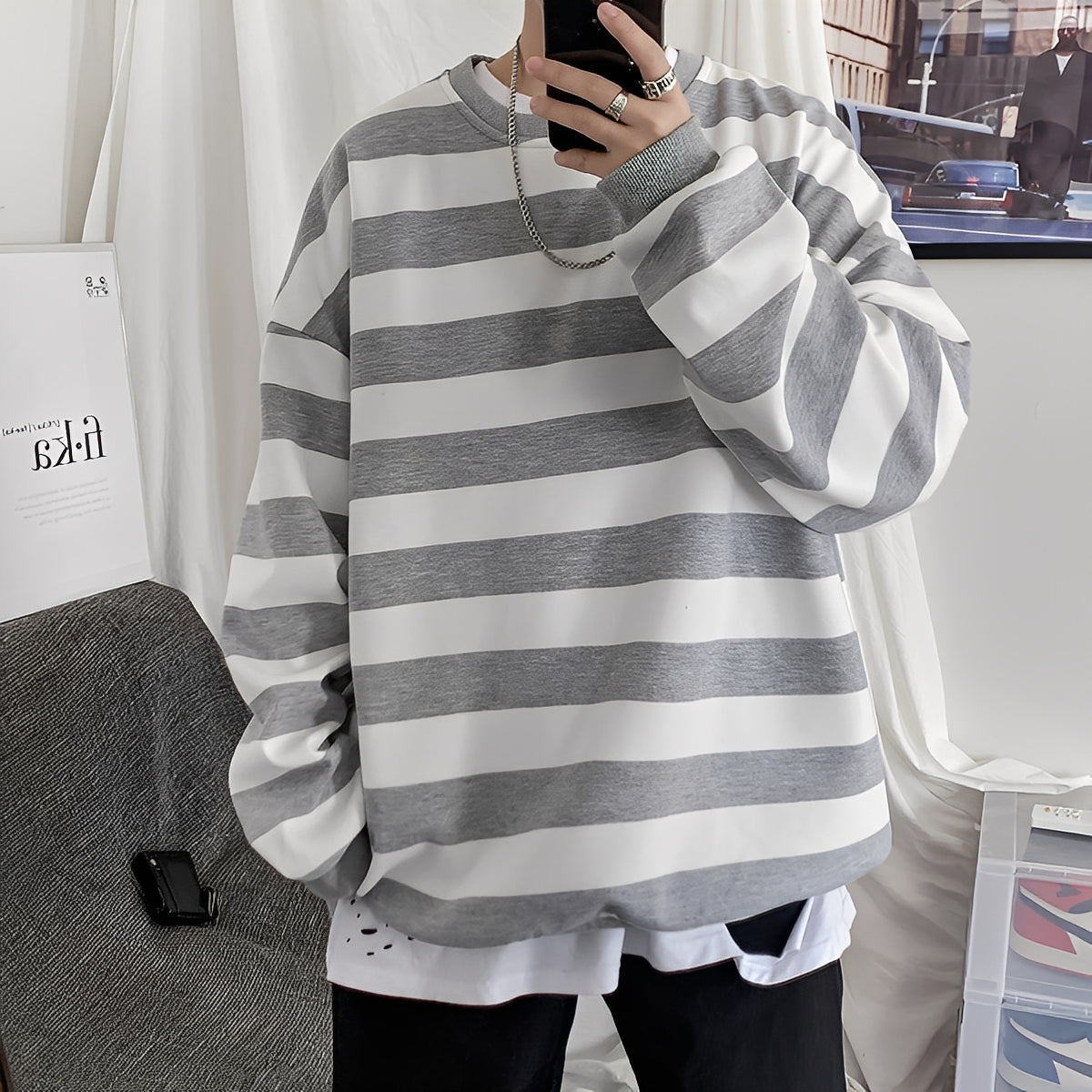 Christian - Pull rayé pour homme à coupe ample