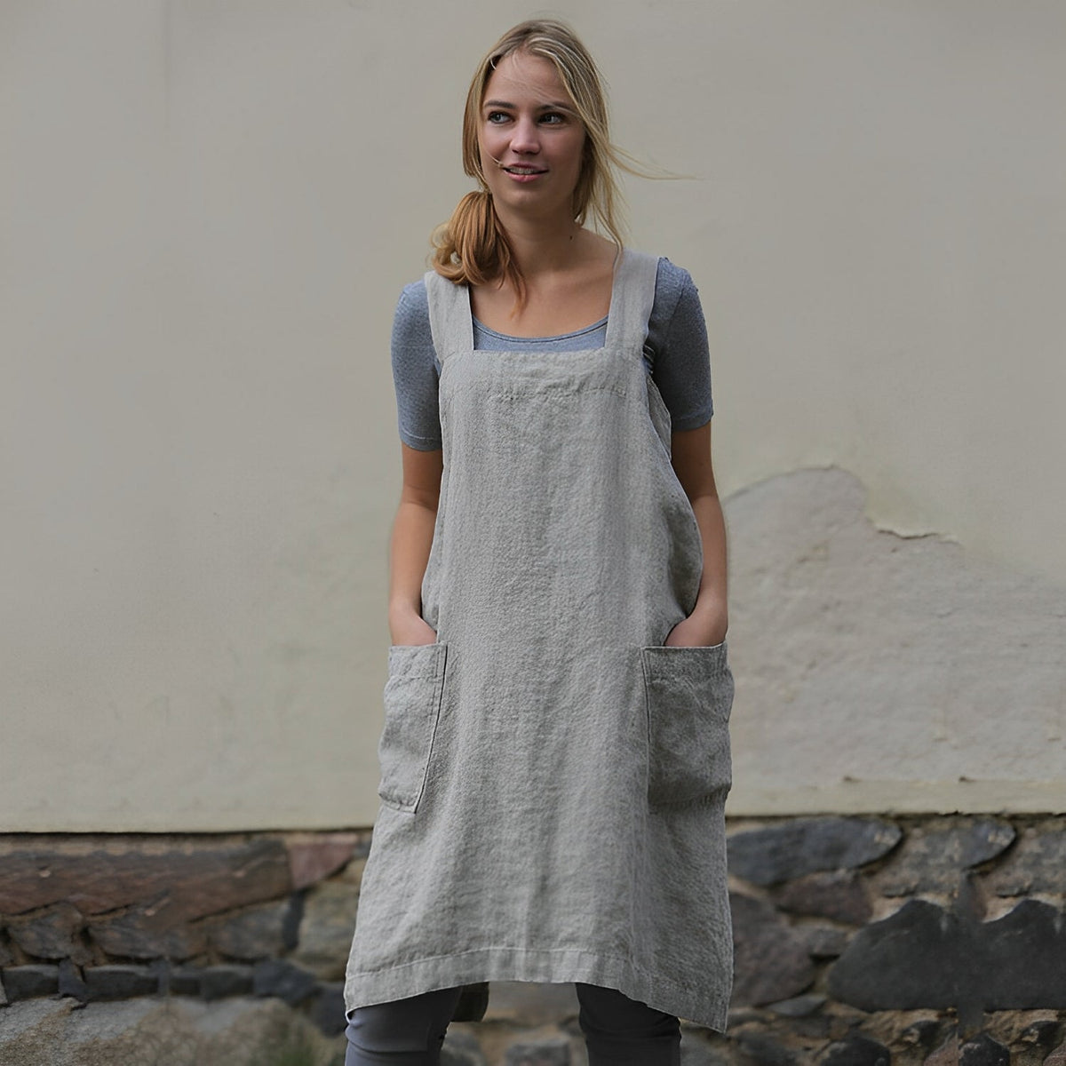 Mozelle - Robe tablier décontractée avec poches pour femmes