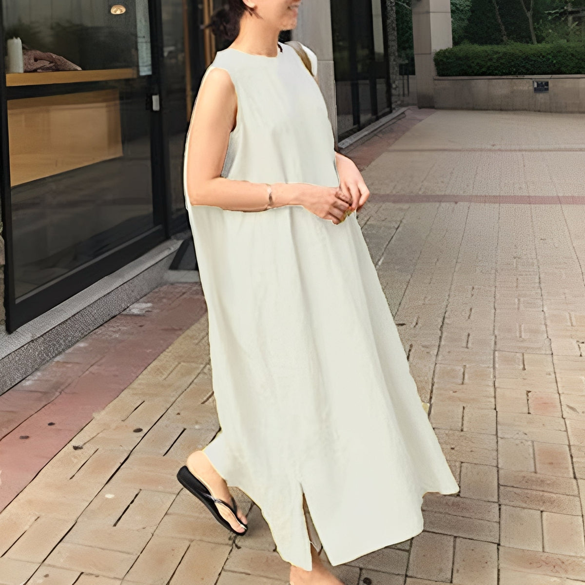 Carly - Robe plissée décontractée sans manches pour femmes