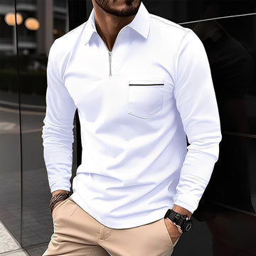 Florent - Polo à manches longues avec fermeture éclair pour hommes