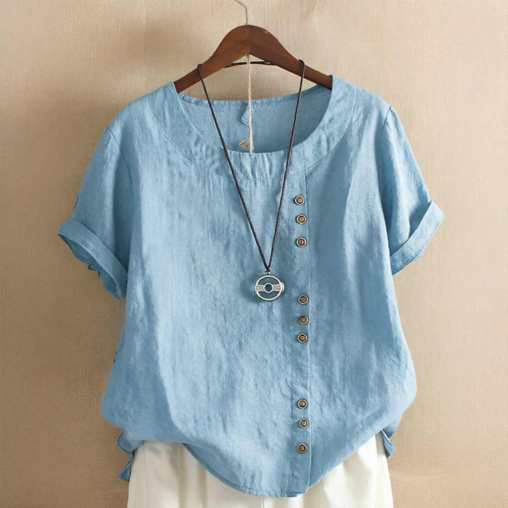 Noelle - Blouse à la Mode avec Boutons et Coupe Ample