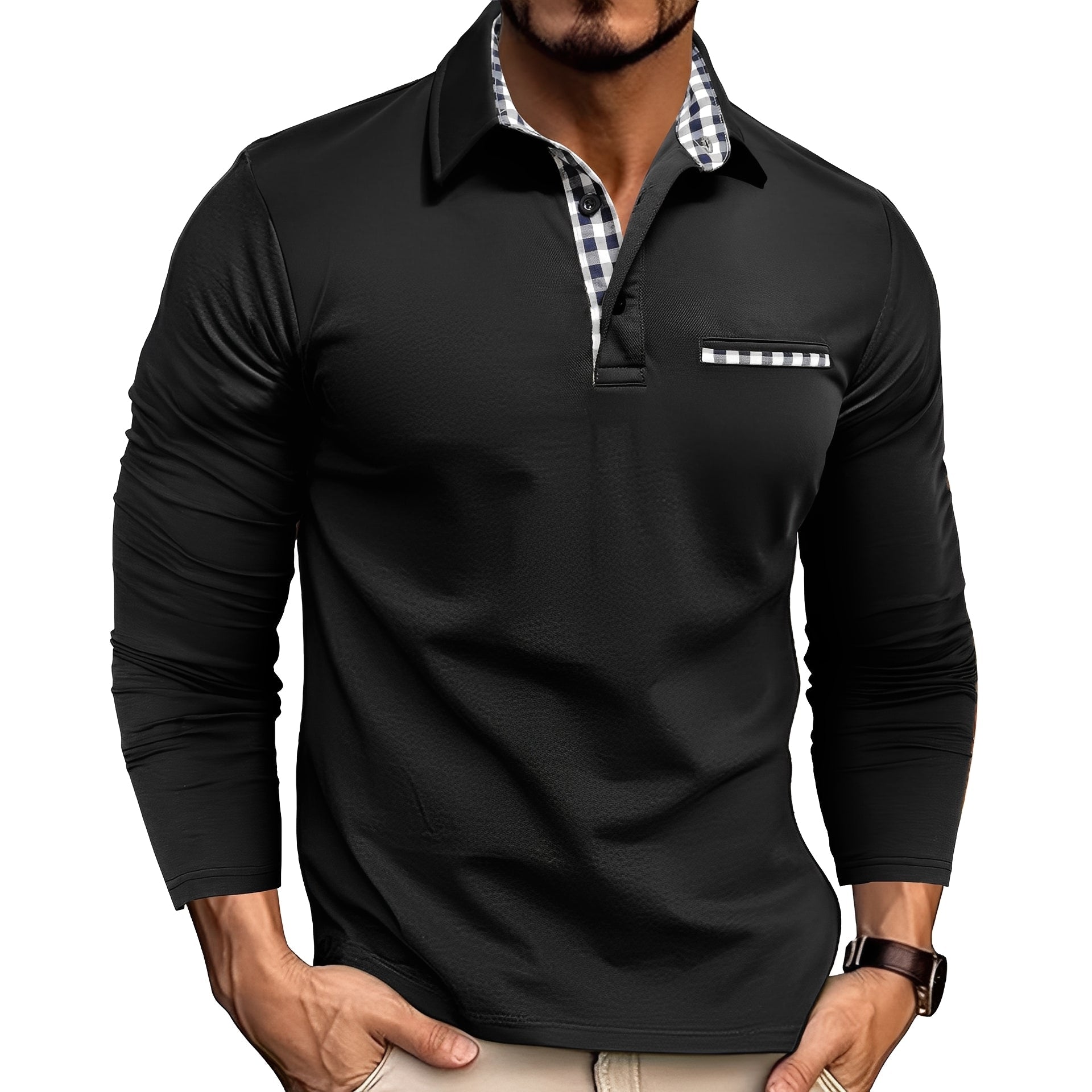 Charel - Polo à manches longues décontracté pour homme