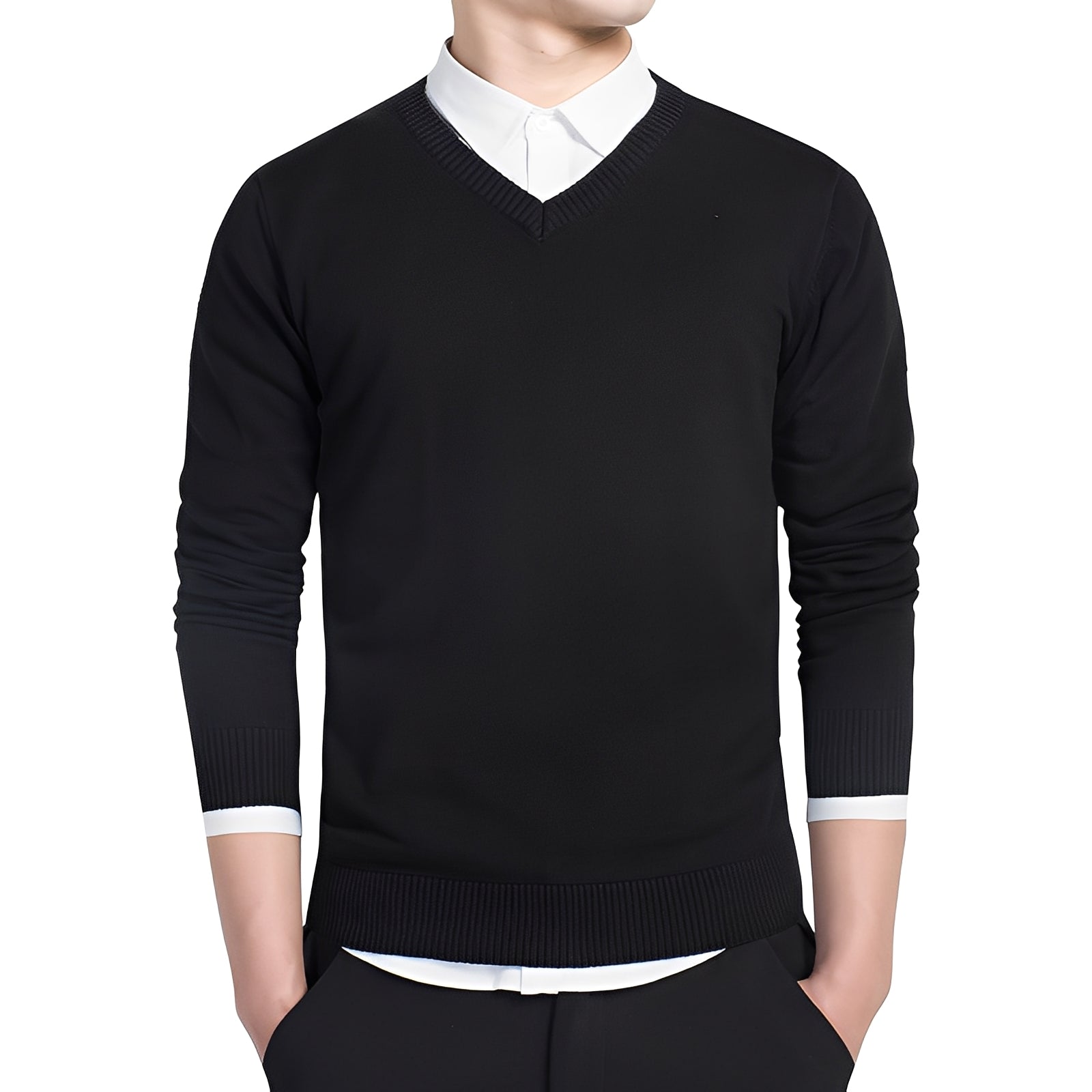 Tom - Pull décontracté pour homme avec col en V
