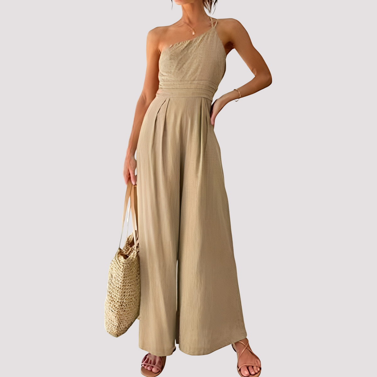 Carla - Combinaison femme élégante à une épaule avec jambes larges