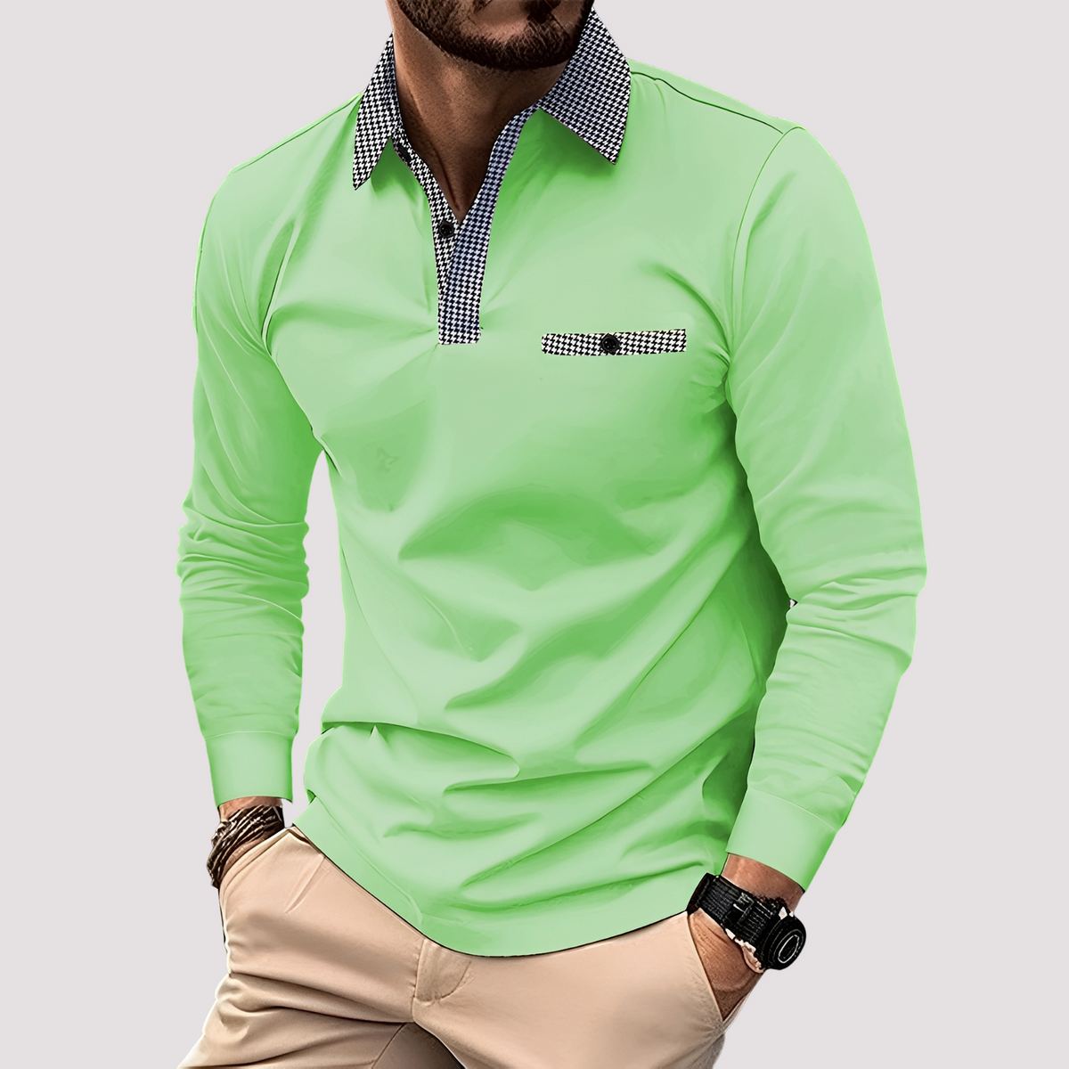 Aidan - Polo chic à manches longues pour hommes
