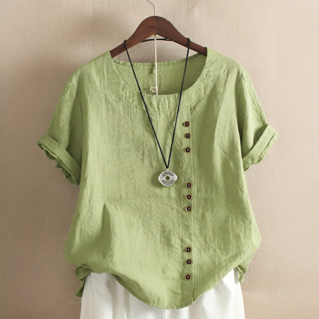 Noelle - Blouse à la Mode avec Boutons et Coupe Ample
