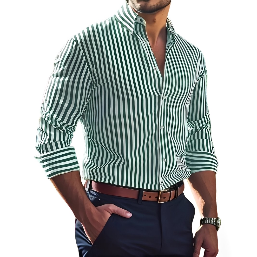 Brycen - Chemise rayée à manches longues et stylisée pour hommes