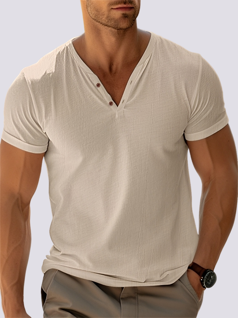 Oliver - Haut vintage à col en V pour hommes