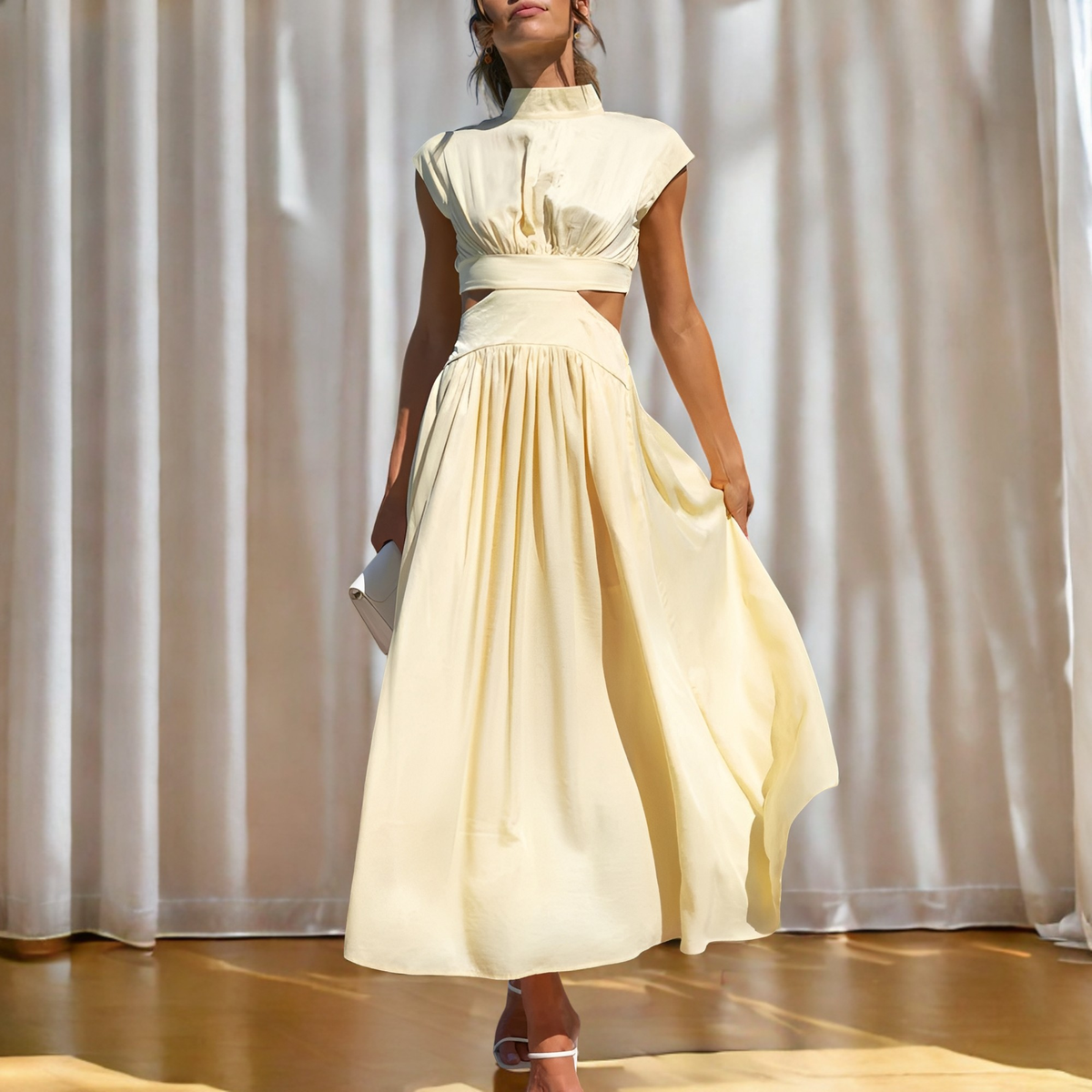 Christina - Robe maxi décontractée avec une taille découpée pour femmes
