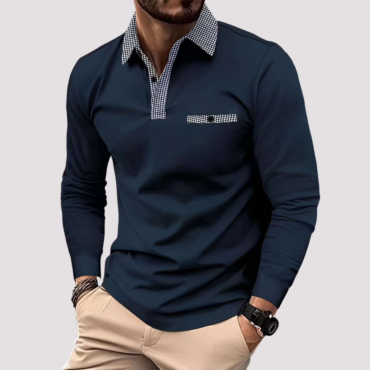 Aidan - Polo chic à manches longues pour hommes