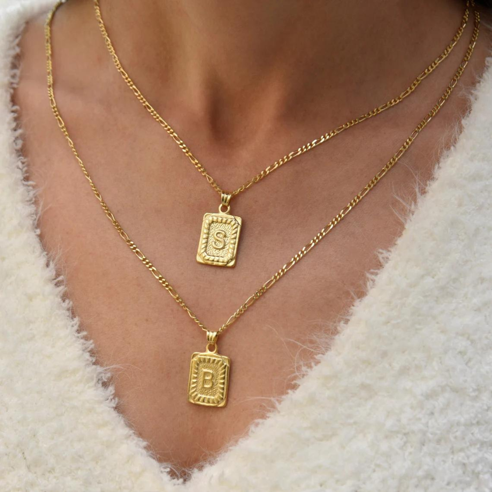 Collier de Lettre Vintage - Collier de lettre personnalisée avec initiale