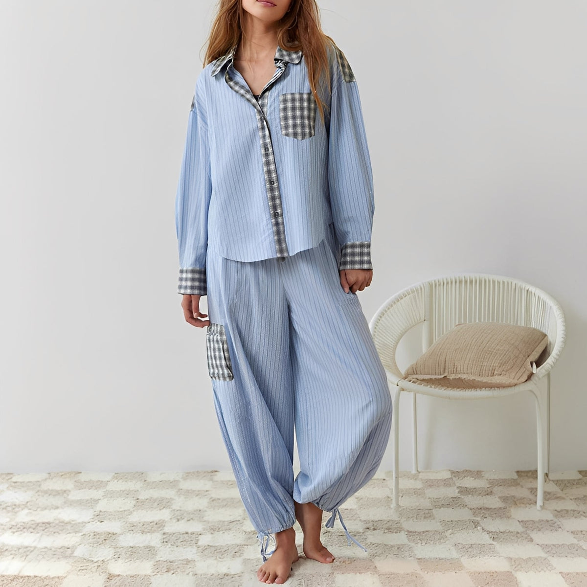 Elenora - Confortable, décontracté ensemble pyjama deux pièces pour femmes
