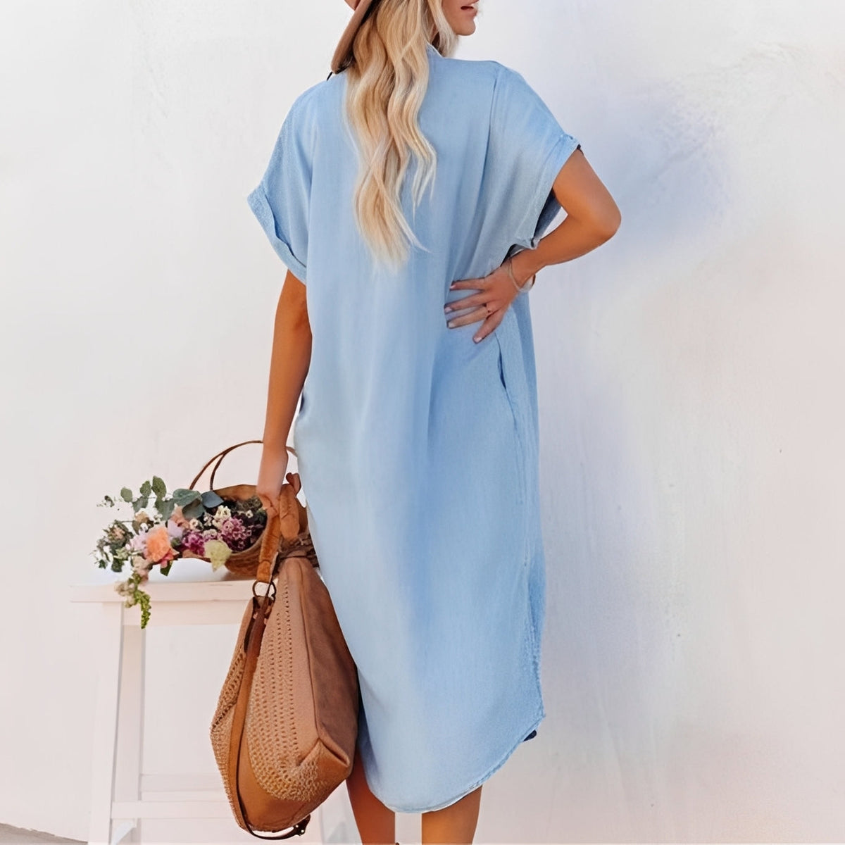 Crystal - Robe-chemise en jean large pour femmes