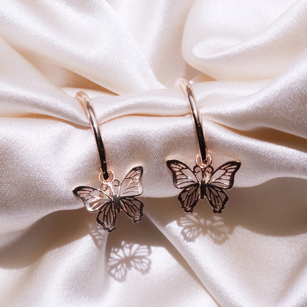 Boucles d'oreilles en papillon - Papillon creux pendentif