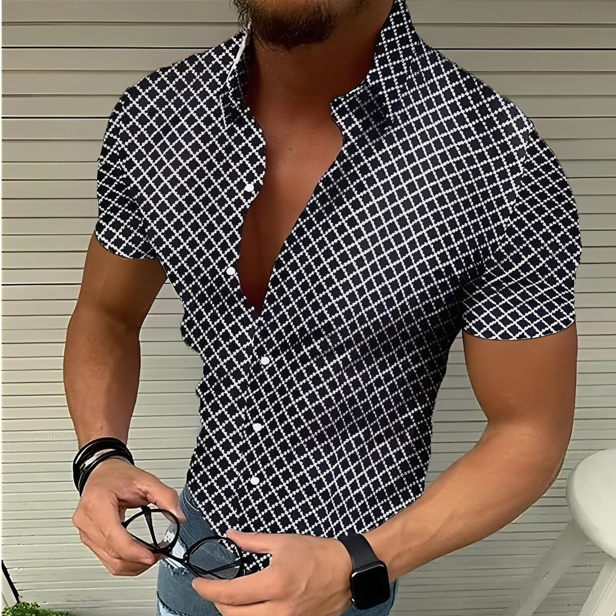 Raldy - Chemise décontractée à manches courtes pour homme