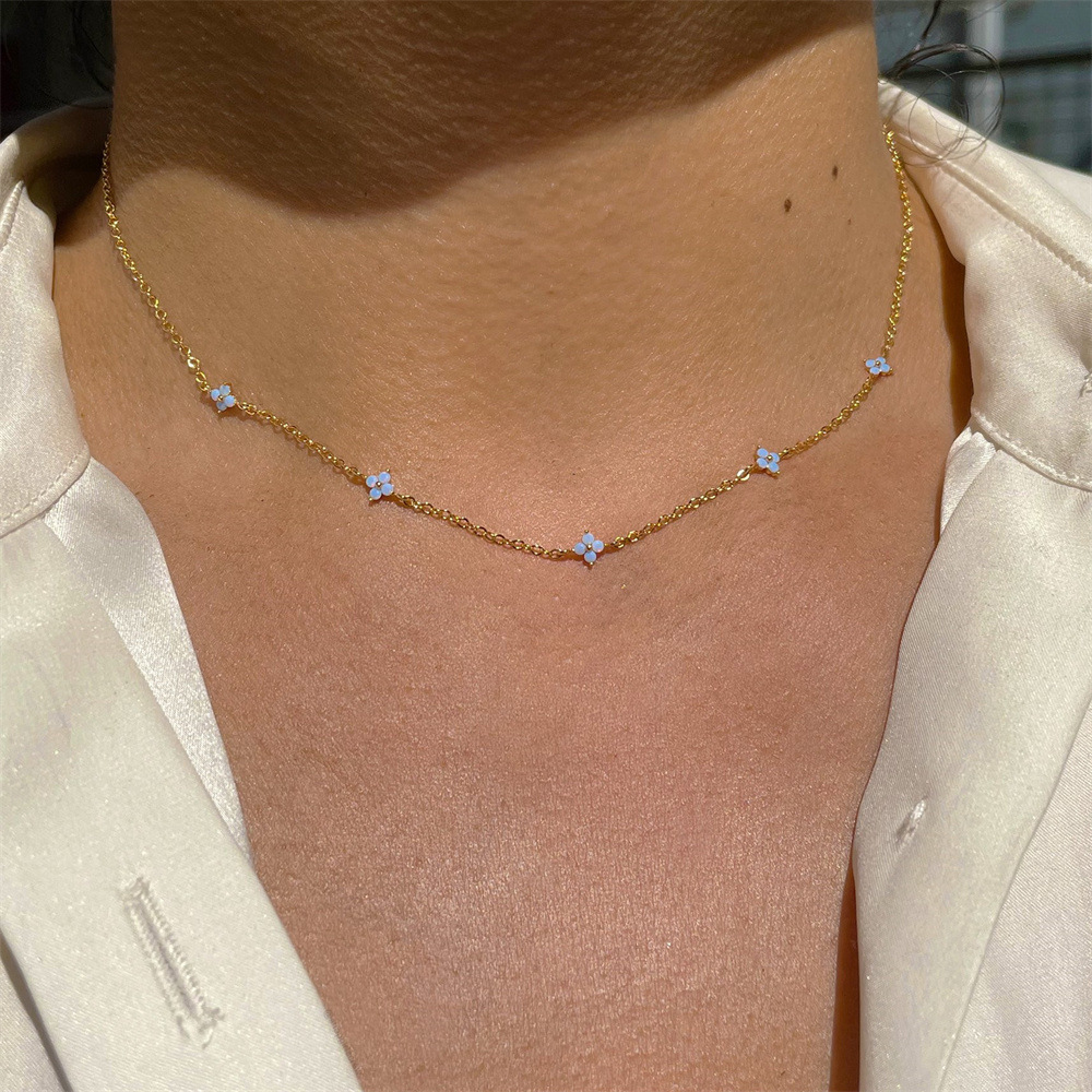 Fleur de trèfle CZ - Collier incrusté