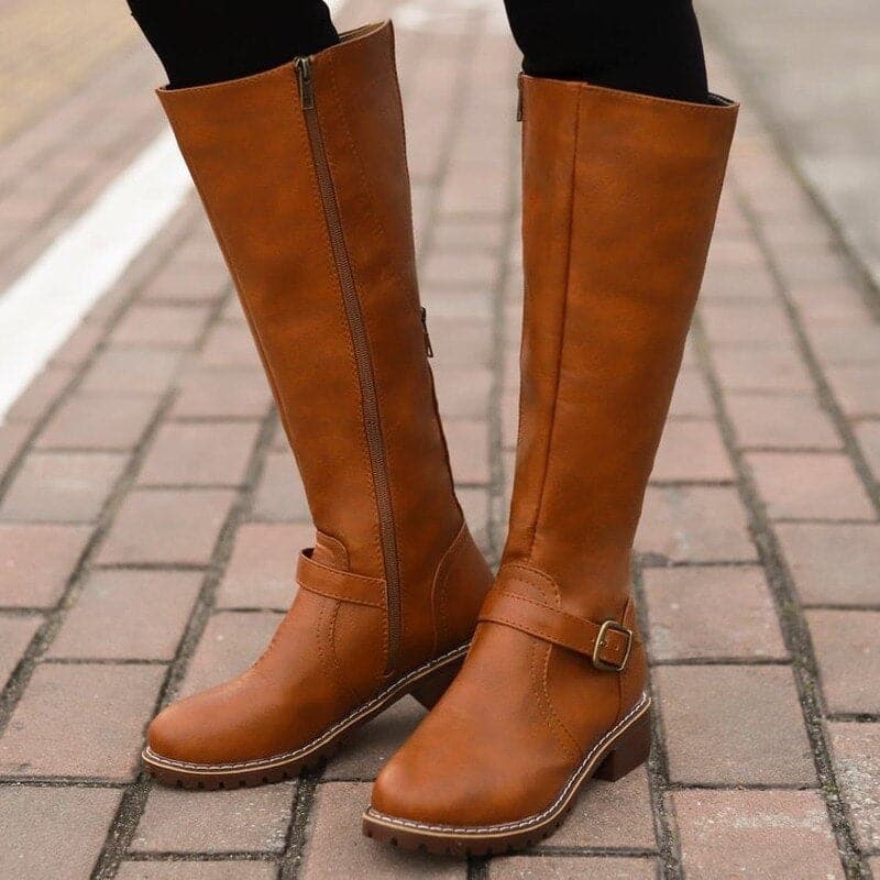 Marisa – Bottes en cuir avec talons blocs